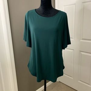 GREEN ENVELOPE green flutter sleeve top